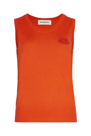 Débardeur en mérinos et soie - Orange