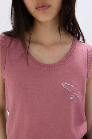 Pull sans manches en mérinos et laine - Rose