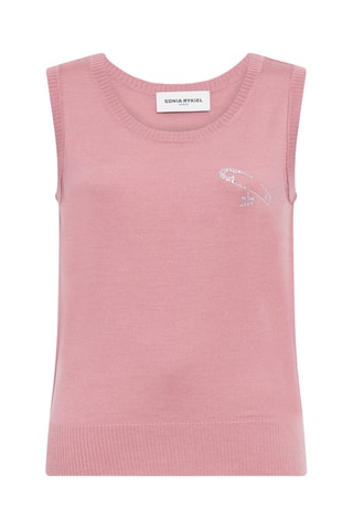 Pull sans manches en mérinos et laine - Rose