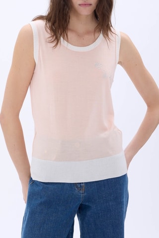 Pull sans manches en mérinos et laine - Saumon