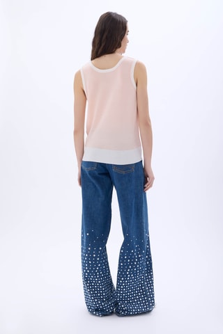 Pull sans manches en mérinos et laine - Saumon