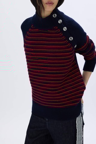 Pull en mérinos -Bleu marine