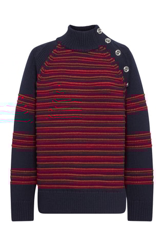 Pull en mérinos -Bleu marine