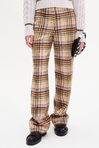 Pantalon en laine vierge et mohair - Ecru et lilas