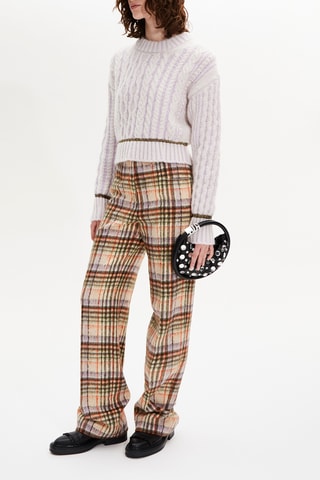 Pantalon en laine vierge et mohair - Ecru et lilas