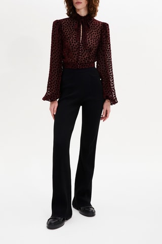 Pantalon taille haute en mérinos - Noir