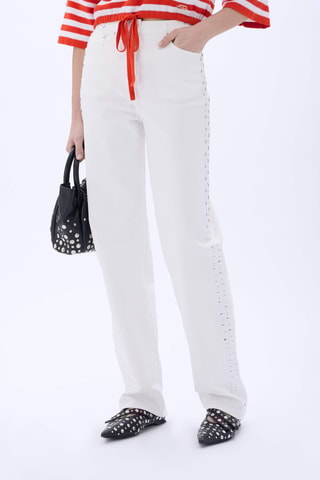 Pantalon taille haute - Blanc
