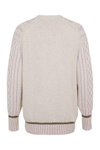 Cardigan en alpaga et laine - Lilas et écru