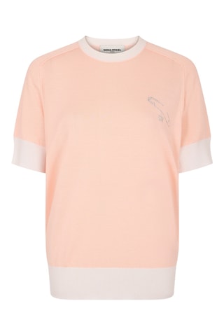 Top en mérinos et soie - Saumon