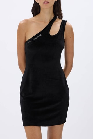 Robe asymétrique en velours - Noir