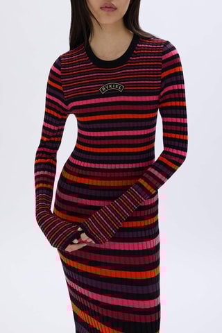 Robe pull en laine - Rose et noir