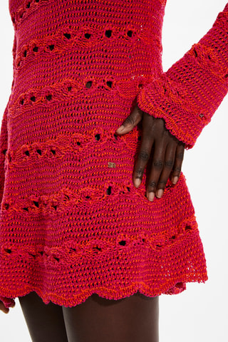 Robe courte - Fuchsia et corail