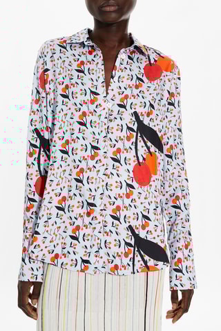 Chemise en soie - Ciel et orange