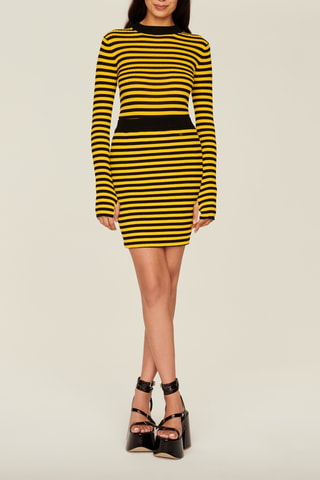 Minijupe en laine - Moutarde et noir