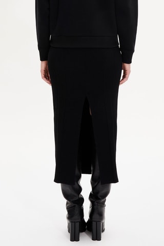 Jupe portefeuille en laine - Noir et bleu