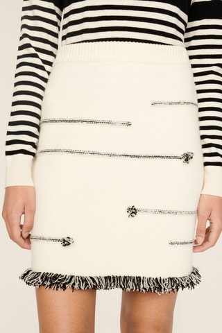 Minijupe en laine et cachemire - Ecru