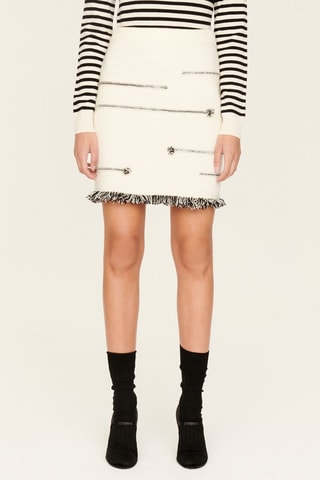 Minijupe en laine et cachemire - Ecru