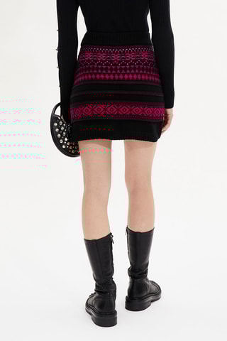 Minijupe en laine - Noir et fuchsia