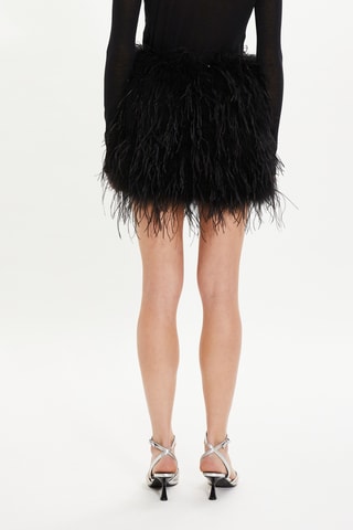 Jupe droite en plumes d’autruche - Noir
