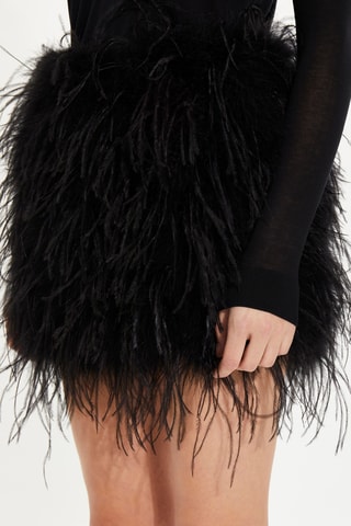 Jupe droite en plumes d’autruche - Noir