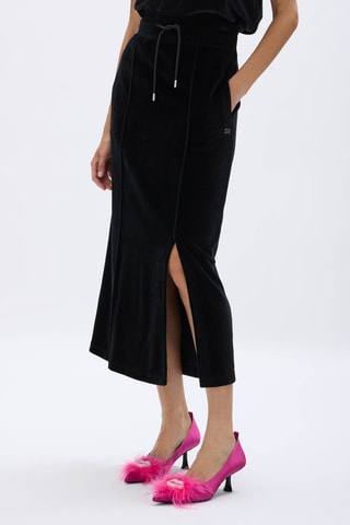 Jupe droite en velours - Noir