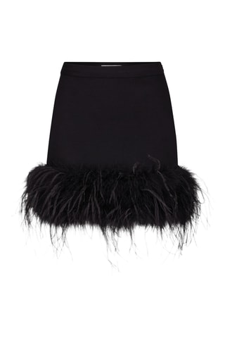 Jupe droite en plume de dinde et plume d’autruche - Noir