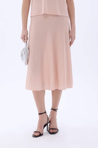 Jupe midi en laine - Rose poudré