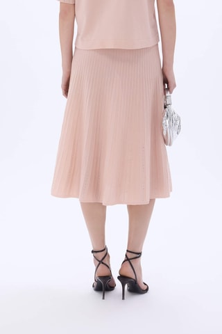 Jupe midi en laine - Rose poudré