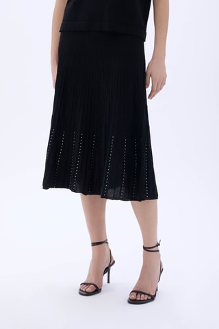 Jupe midi en laine - Noir