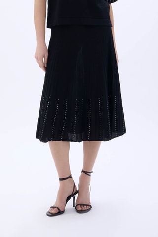 Jupe midi en laine - Noir