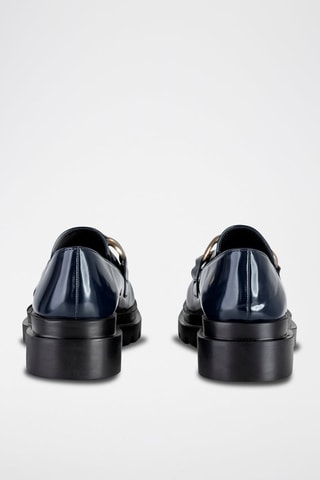 Mocassins vernis  - Bleu et doré