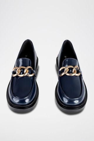 Mocassins vernis  - Bleu et doré