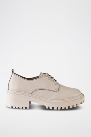 Derbys à talons  en cuir  - Beige