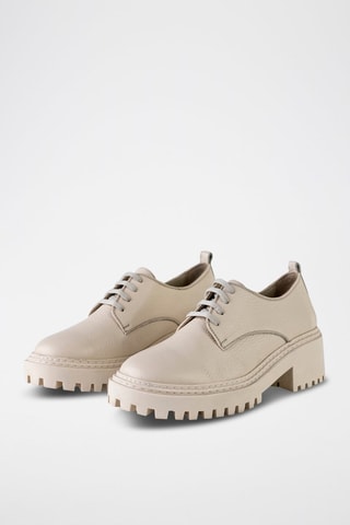 Derbys à talons  en cuir  - Beige