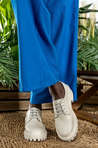 Derbys à talons  en cuir  - Beige