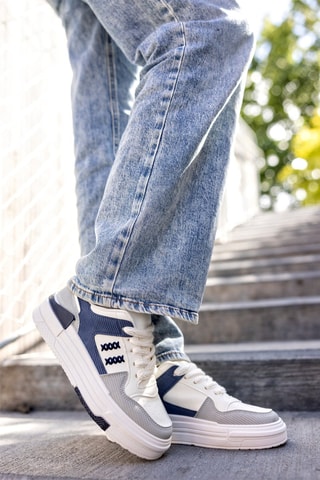 Baskets plateformes  - Blanc, bleu et gris
