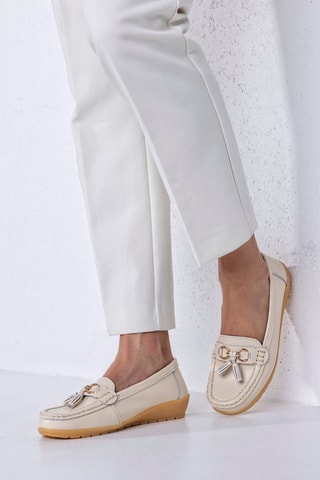 Mocassins en cuir  - Beige et marron