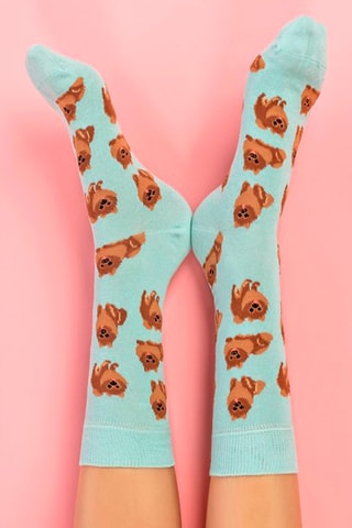 2 paires de chaussettes  - Beige, bleu et orange