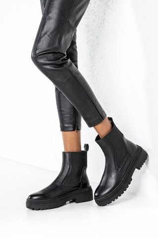 Bottines Chelsea en cuir  - Noir