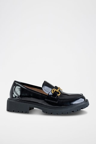 Mocassins vernis  - Noir et doré