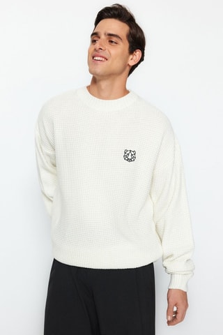 Camisola oversize com capuz - Branco