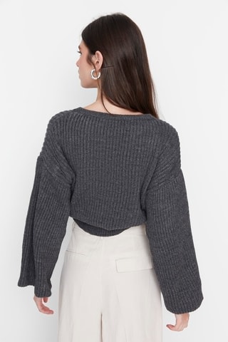 Camisola curta Antracite mesclado