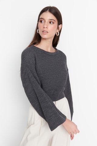 Camisola curta Antracite mesclado