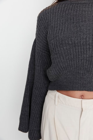 Camisola curta Antracite mesclado