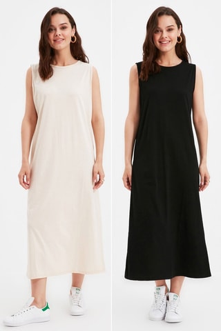 2 vestidos compridos - Azul-marinho