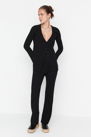 Casaco de malha e calças bootcut - Preto