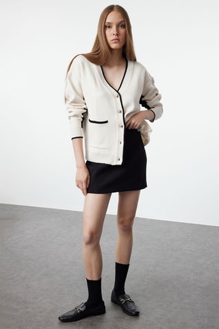 Casaco de malha - Cru e preto