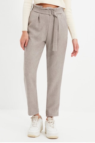 Calças corte cenoura - Cinzento mesclado