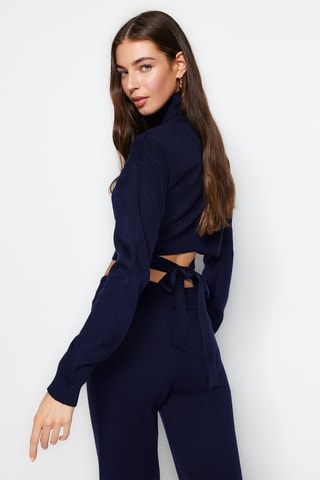 Camisola curta e calças wide legs Azul-marinho