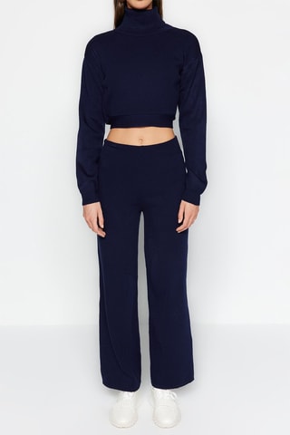 Camisola curta e calças wide legs Azul-marinho